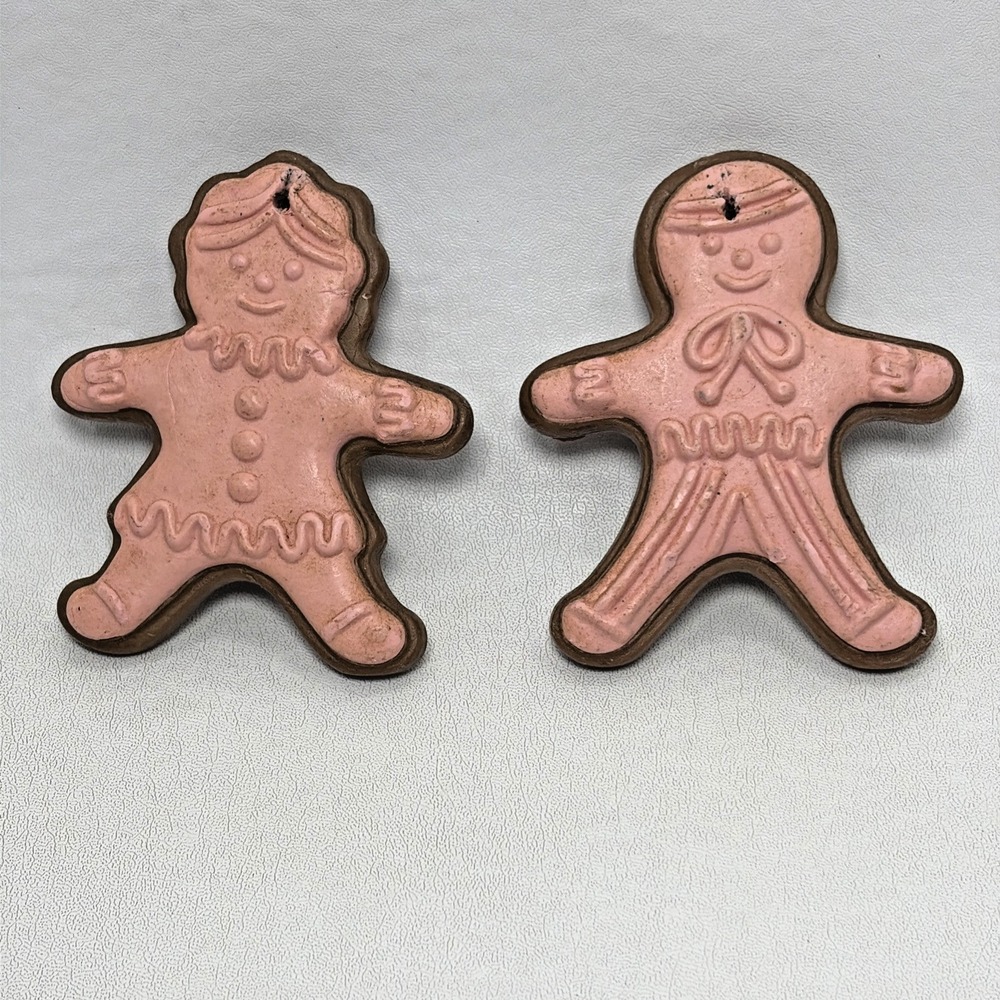 Vintage 1981 Avon Gingerbread Joys Wax Christmas Ornaments Set 80s Holiday